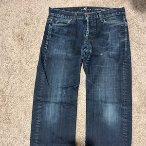 7 For All Mankind Men's Dark Blue Straight Jeans